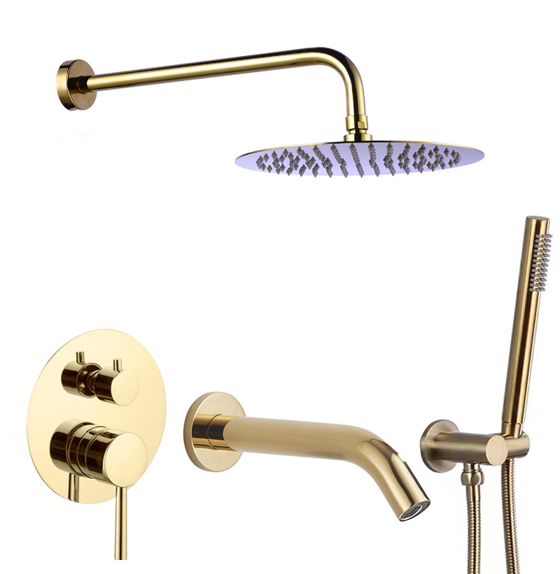 Душова система з виливом VBI MILANO GOLD прихованого монтажу, фото 1