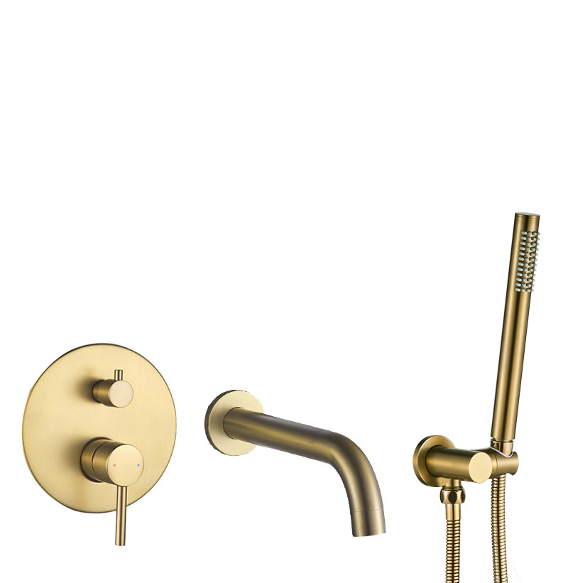 Змішувач для ванни і душу VBI MILANO BRUSHED GOLD прихованого монтажу, фото 1