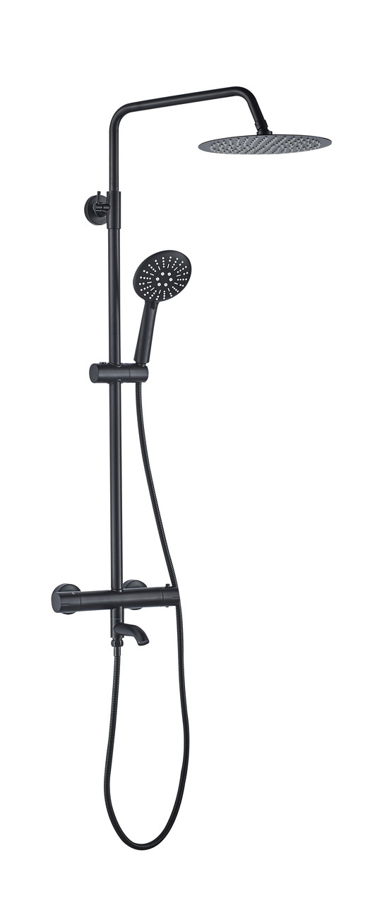 Душовий гарнітур VBI MILANO BLACK з термостатом і виливом, фото 1