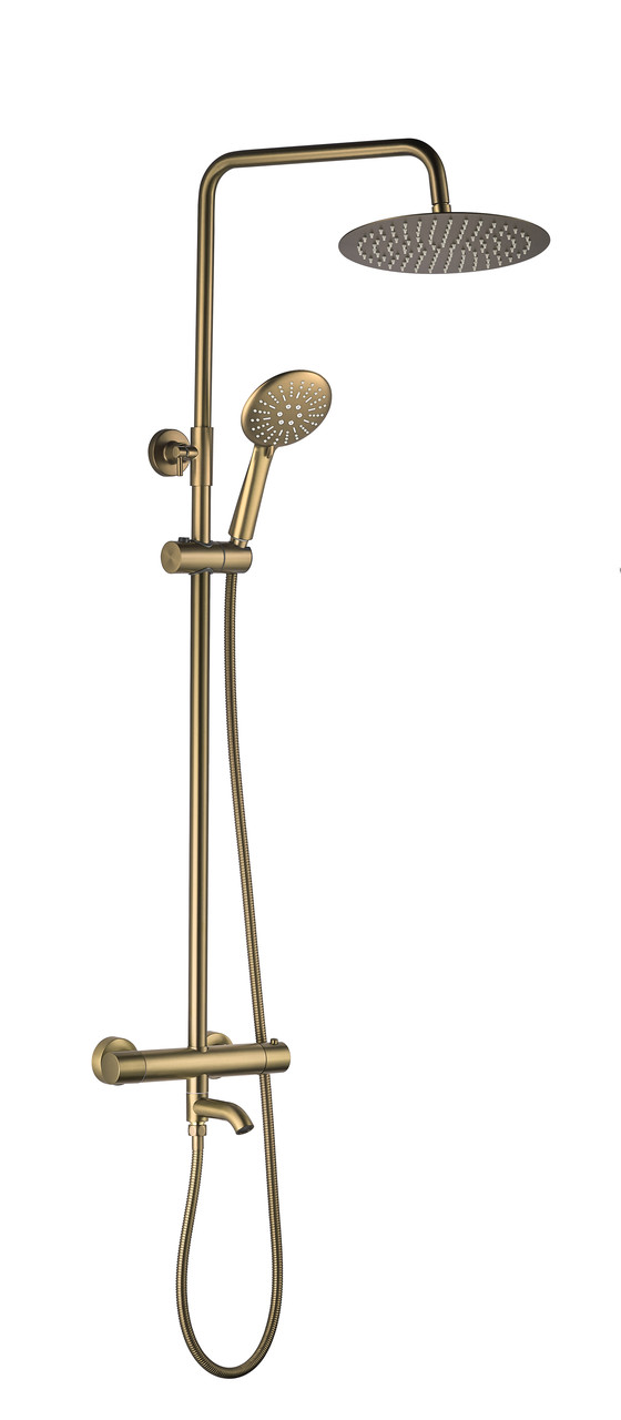 Душовий гарнітур VBI MILANO BRUSHED GOLD з термостатом і виливом, фото 1