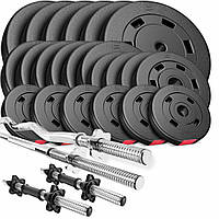 Набір Hop-Sport Premium 125кг зі штангами та гантелями
