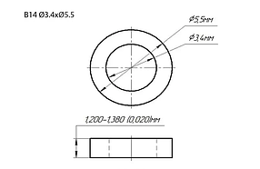 Регулювальна шайба форсунки; (B14); Ø 5,5х3,4 мм; Common Rail Bosch; 1,200-1,380 мм;