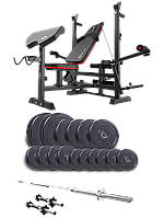 Набір Elitum Titan 68кг з лавою HS-1075 Pro, штангою та гантелями