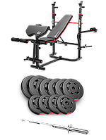 Набір Hop-Sport Premium 59кг з лавою HS-1065HB Pro та штангою