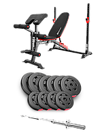 Набір Hop-Sport Premium 59кг з лавою HS-1095 та штангою