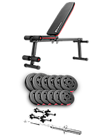 Набір Hop-Sport Premium 38кг з лавою HS-1010 Pro, штангою та гантелями