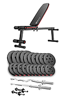 Набір Hop-Sport Premium 105кг з лавою HS-1010 Pro, штангами та гантелями