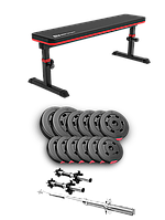 Набір Hop-Sport Premium 38кг з лавою HS-1025 Pro, штангою та гантелями
