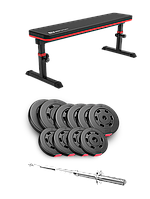 Набір Hop-Sport Premium 59кг з лавою HS-1025 Pro та штангою