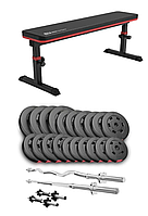 Набір Hop-Sport Premium 105кг з лавою HS-1025 Pro, штангами та гантелями