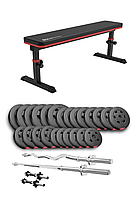 Набір Hop-Sport Premium 135кг з лавою HS-1025 Pro, штангами та гантелями