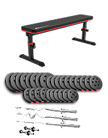 Набір Hop-Sport Premium 173кг з лавою HS-1025 Pro, штангами та гантелями
