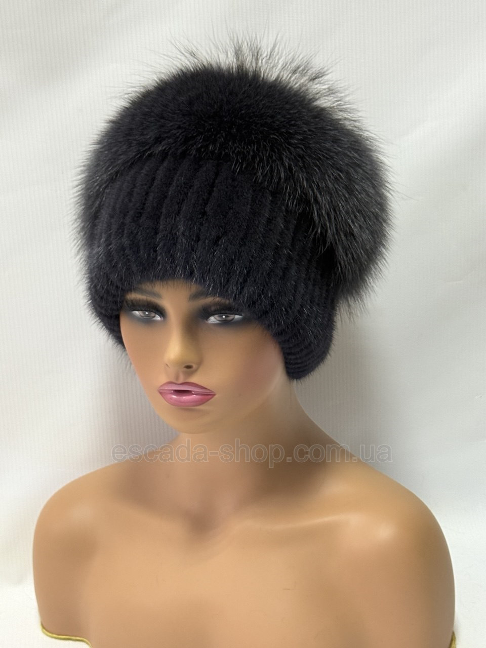 Жіноча норкова шапка "Равлик" Графіт, фото 1