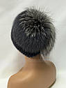 Жіноча норкова шапка "Равлик" Графіт, фото 9