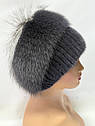 Жіноча норкова шапка "Равлик" Графіт, фото 7