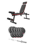 Набір Hop-Sport Premium 59кг з лавою HS-2040 HB та штангою