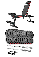 Набір Hop-Sport Premium 105кг з лавою HS-2040 HB, штангами та гантелями