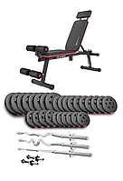 Набір Hop-Sport Premium 173кг з лавою HS-2040 HB, штангами та гантелями