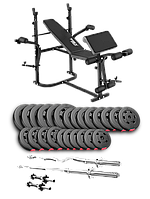 Набір Hop-Sport Premium 135кг з лавою TX-020, штангами та гантелями