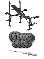 Набір Hop-Sport Premium 59кг з лавою TX-055 та штангою