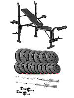 Набір Hop-Sport Premium 75кг з лавою TX-055, штангами та гантелями