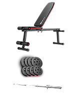 Набір Hop-Sport Premium 39кг з лавою HS-1010 Pro та штангою