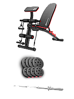 Набір Hop-Sport Premium 39кг з лавою HS-1035 та штангою