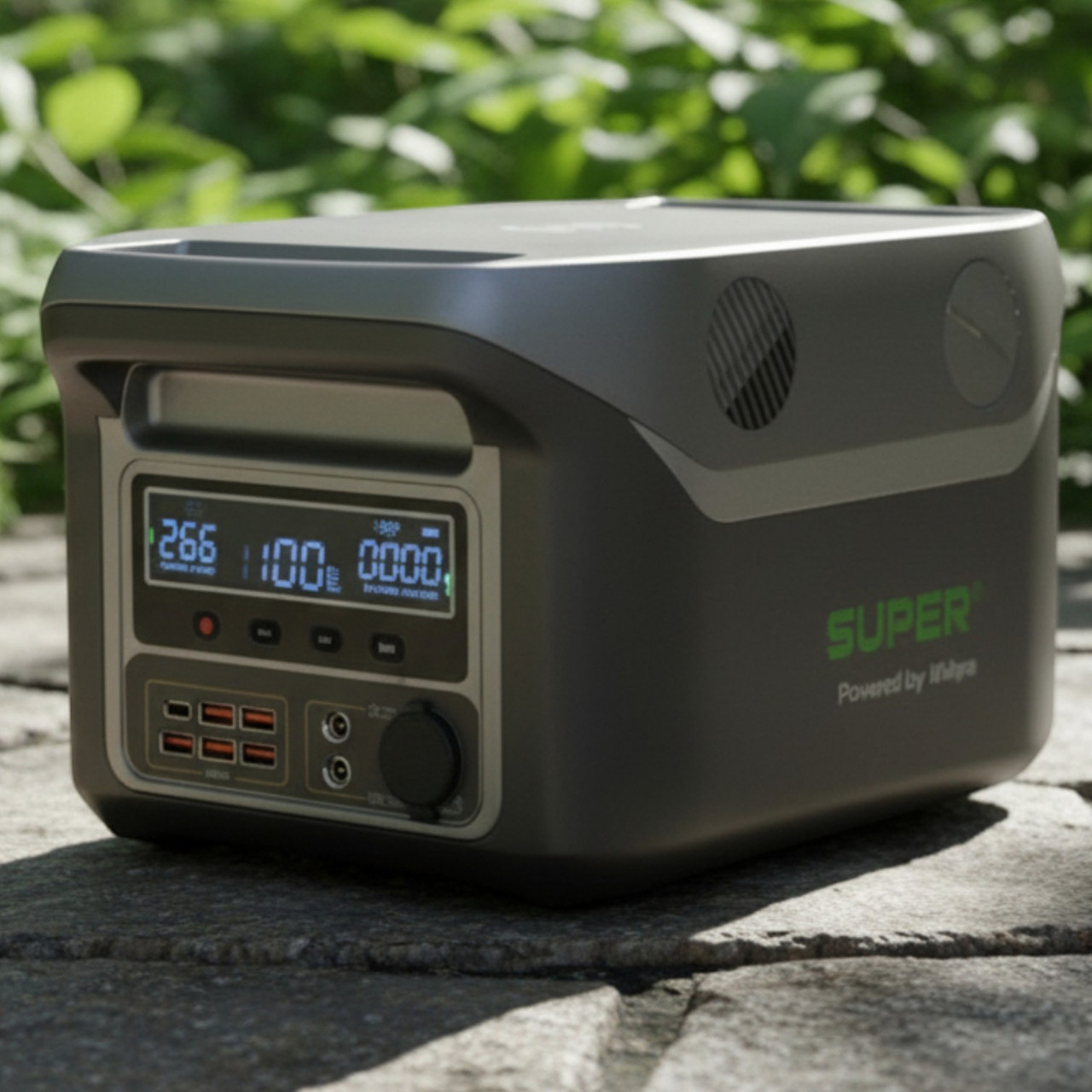 Зарядна станція 1500 Вт на 4 розетки з LED дисплеєм та підсвіткою з виходами USB|TypeC та бездротова зарядка, фото 1