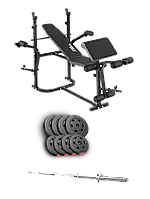 Набір Hop-Sport Premium 39кг з лавою TX-020 та штангою