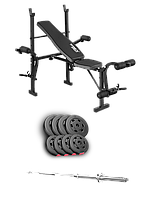 Набір Hop-Sport Premium 39кг з лавою TX-055 та штангою