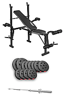 Набір Hop-Sport Premium 69кг з лавою TX-055 та штангою
