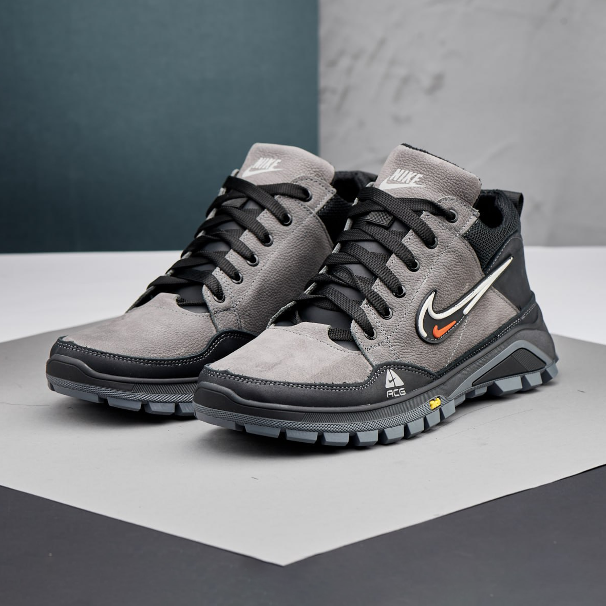 Зимові чоловічі шкіряні черевики, кросівки сірі утеплені з натуральної шкіри на хутрі на зиму для чоловіків, розмір 40-45, фото 1