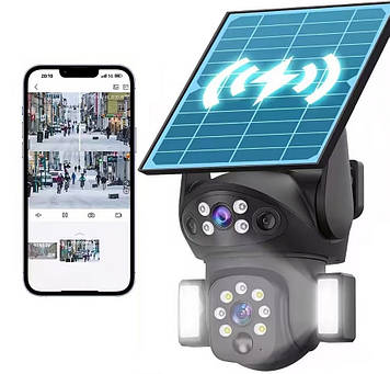 IP-камера VQ06 4G 8.0 Мп із віддаленим доступом вулична із сонячною панеллю (v380Pro)