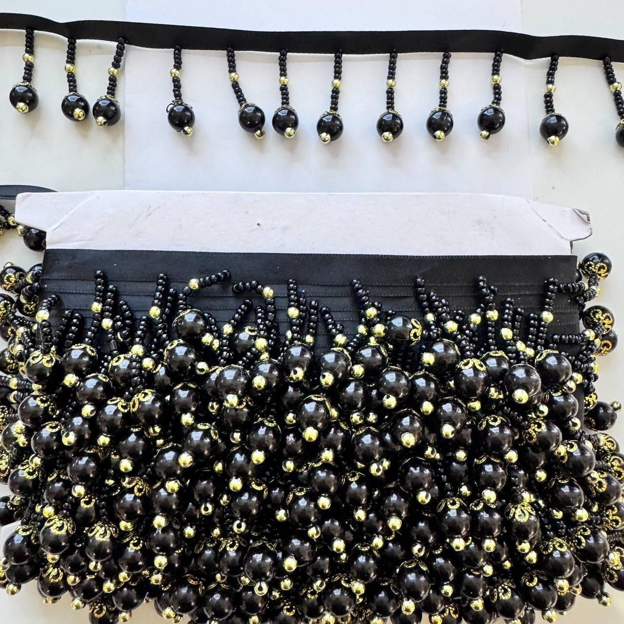 Бахрома з перлинами чорна, висота 3 см,*1м