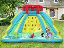 Надувна водна гірка Costway Summer зі стійкою для скелелазіння двостороння