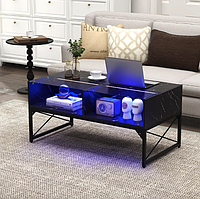 Журнальний стіл Costway Moderne з підсвіткою чорний