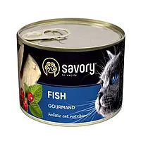 Вологий корм SAVORY Cat Adult Fish Сейворі для дорослих вибагливих кішок з рибою 200 гр