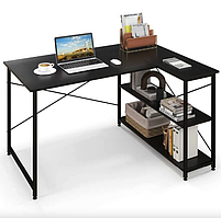 Комп'ютерний стіл Costway Adler L-подібний з полицями в стилі Loft чорний