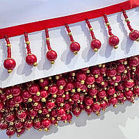 Бахрома з червоними перлинами висота 3 см,*1м