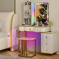 Туалетний столик Costway Vicci з пуфом + дзеркало LED