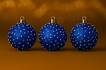 Набір ялинкових куль «Снігопад» Ø10 см, 6 шт, з глітером та імітацією снігу — білий, червоний, золотий, сріблястий, пластик Синій