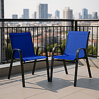 Комплект садових стільців Costway Patio з підлокітниками синій