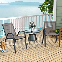 Комплект садових стільців Costway Patio з підлокітниками сірий