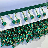 Бахрома з зеленими перлинами висота 3 см,*1м