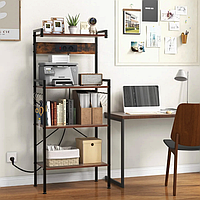 Стелаж Costway Surette з місцем для мікрохвильової печі та з двома розетками в стилі Loft
