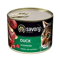 Вологий корм SAVORY Cat Adult Duck Сейворі для дорослих вибагливих кішок з качкою 200 гр
