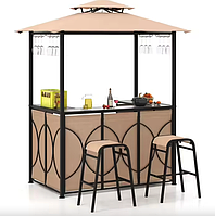 Комплект Costway Naro з грилем і 2 барними стільцями бежевий