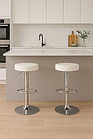 Комплект барних стільців Costway Loreto з круглим сидінням білий