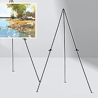 Мольберт для картин і малювання штатив-тринога, металевий, розбірний на 5 секцій, розмір 160х120 см,чорний