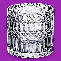 Цукерниця кругла з кришкою, прозоре скло, банка для солодощів, класична форм. стіл, вітрина